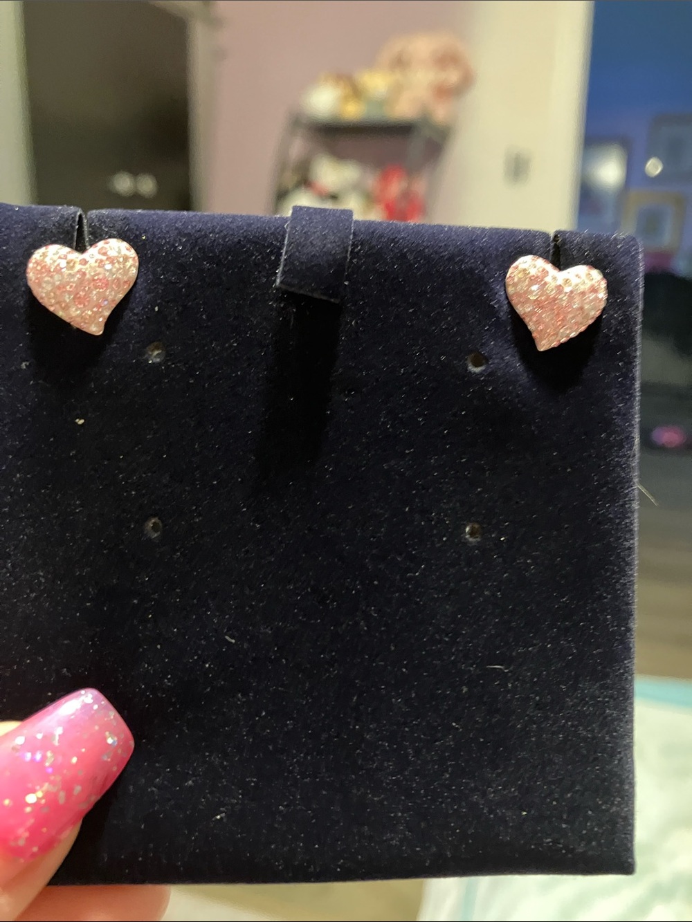Swarovski Pink Crystal Heart Stud Earrings